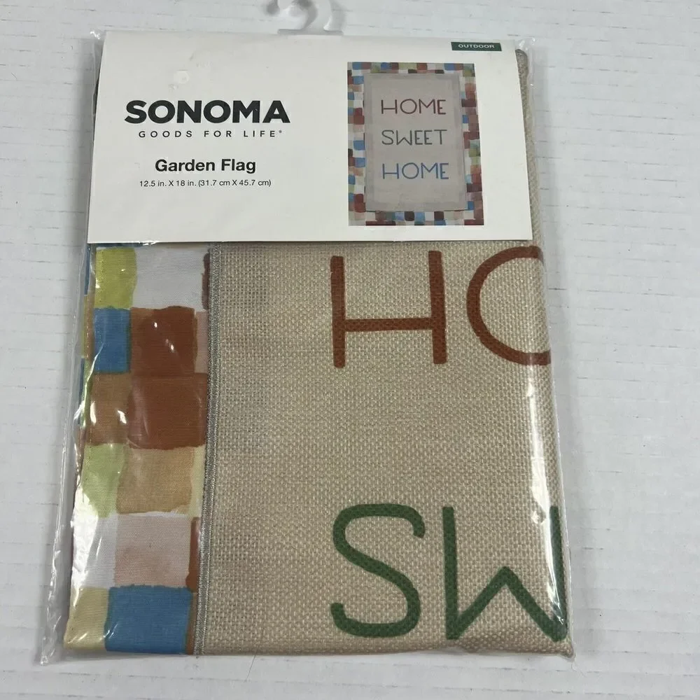 Garden Flag “ Home Sweet Home” - 12.5in X 18in Burlap Type Fabric